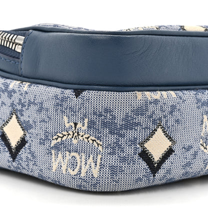 MCM Vintage Jacquard Monogram Small Aren Crossbody Blue 9 of 11