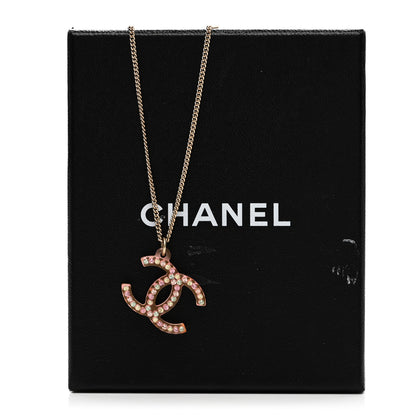 Chanel Translucent Resin Crystal CC Necklace Pink Multicolor 6 of 6