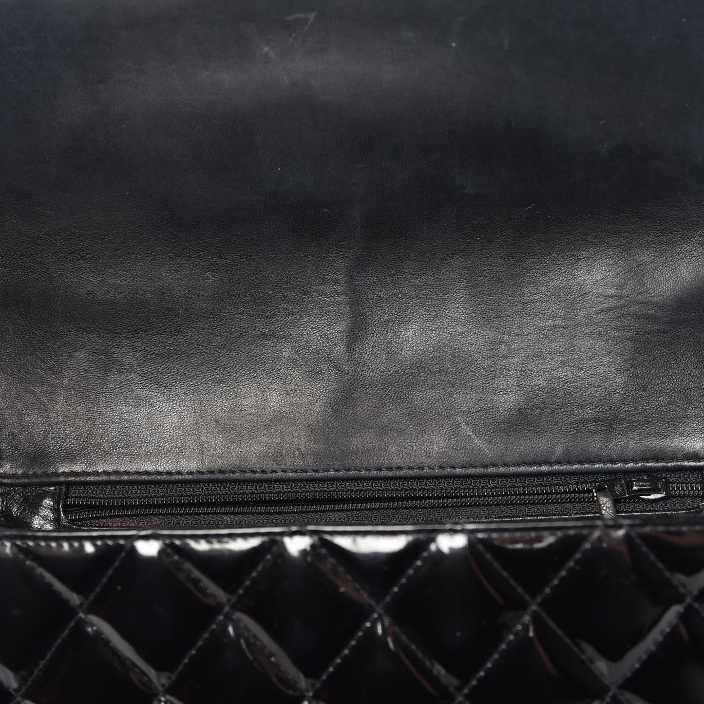 Patent Quilted Shoulder Flap Bag Black