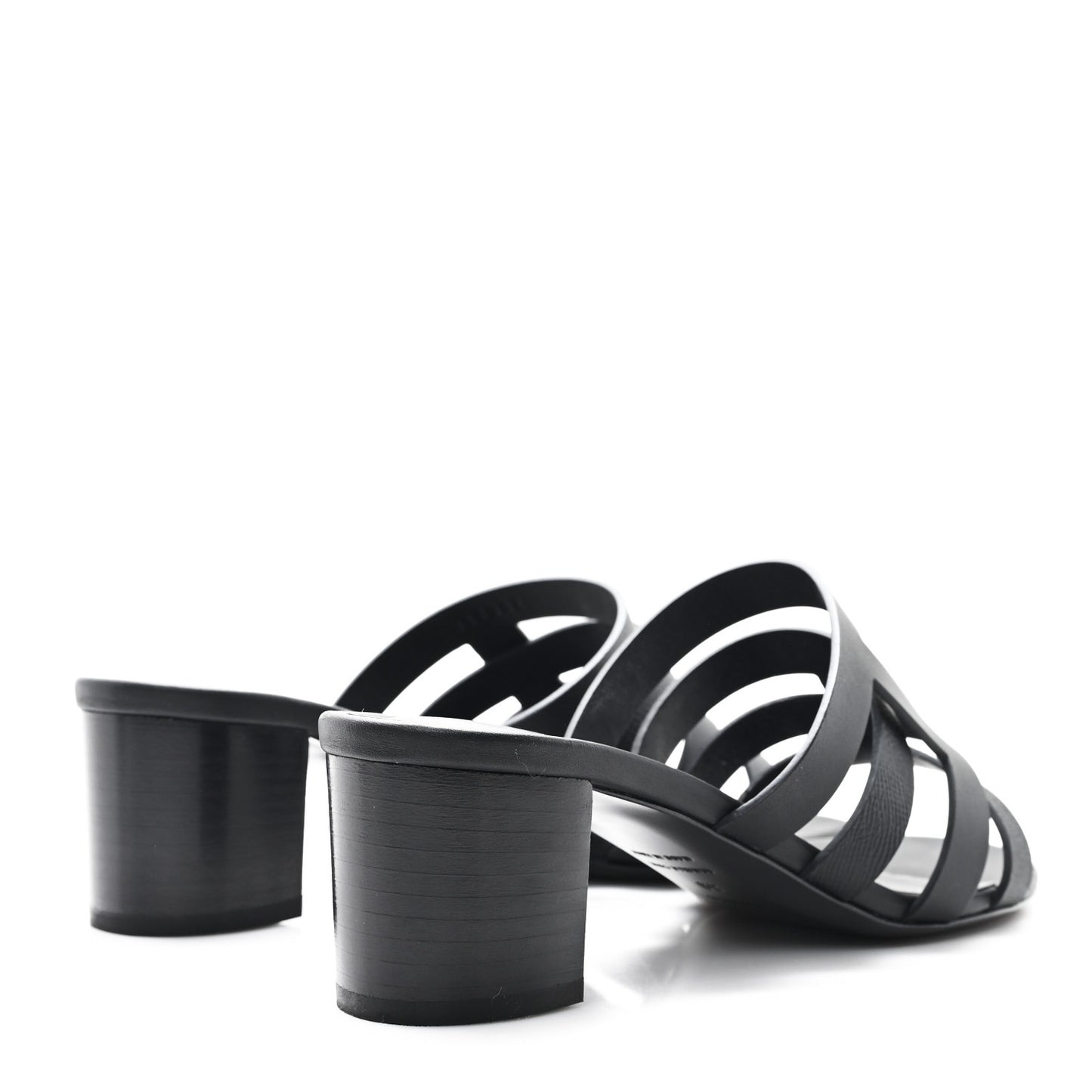 Calfskin Epsom Amica Sandals 39 Black