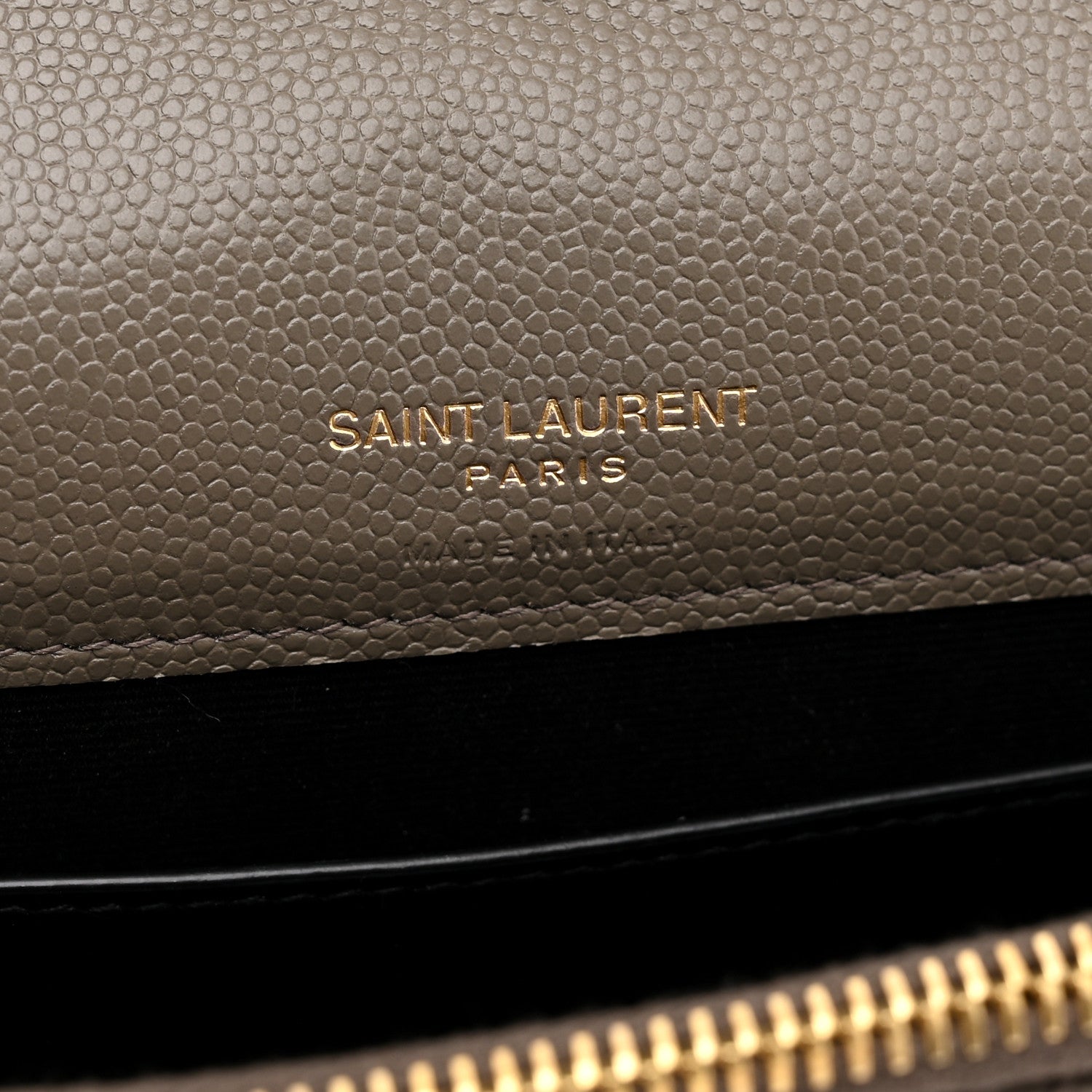 Saint Laurent Grain De Poudre Matelasse Chevron Monogram Envelope Chain Wallet Light Taupe 6 of 12