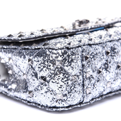 Valentino Garavani Glitter Mini Rockstud Spike Shoulder Bag Silver 6 of 13
