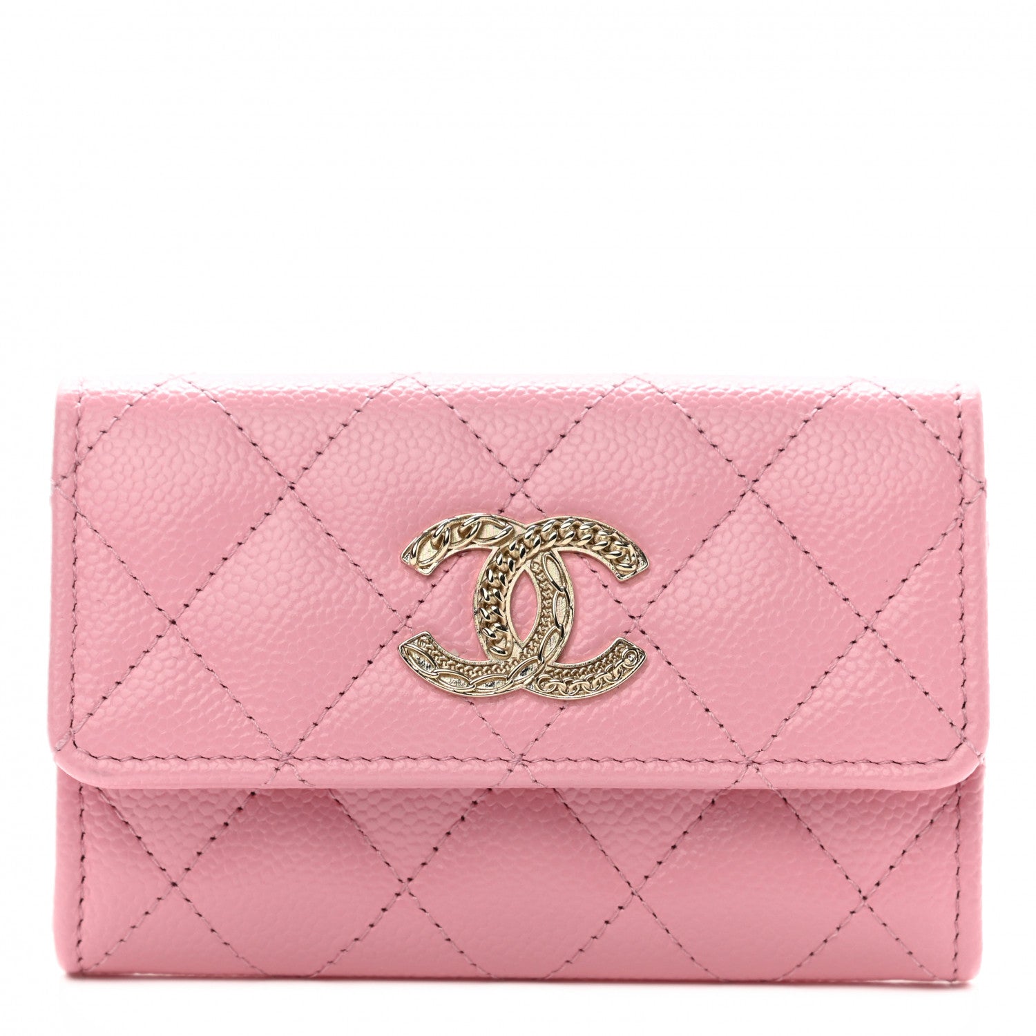 Chanel Caviar Quilted Multi Chain CC Flap Card Holder Pink 1 of 8