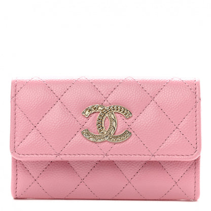 Chanel Caviar Quilted Multi Chain CC Flap Card Holder Pink 1 of 8