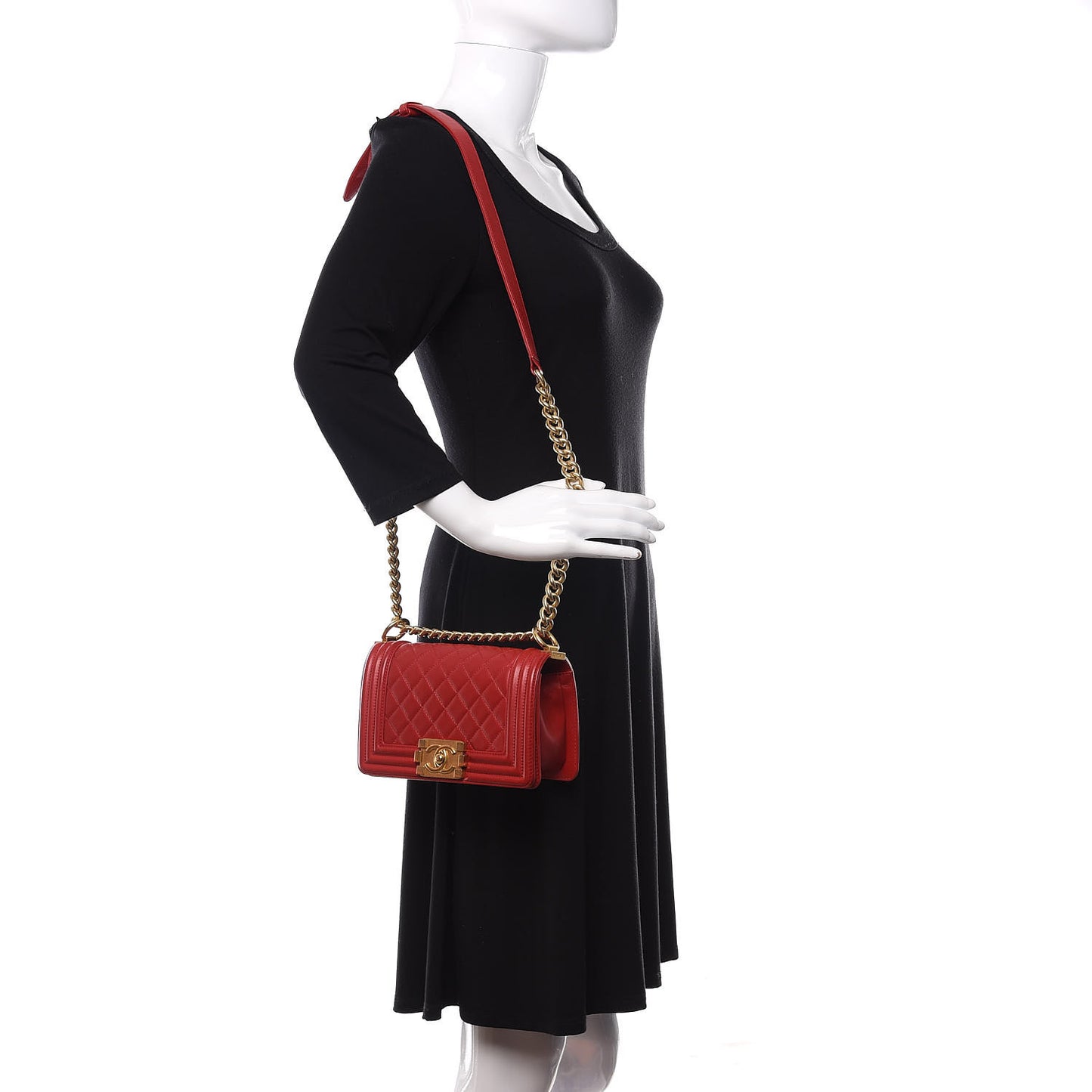 Lambskin Quilted Small Boy Flap Dark Red