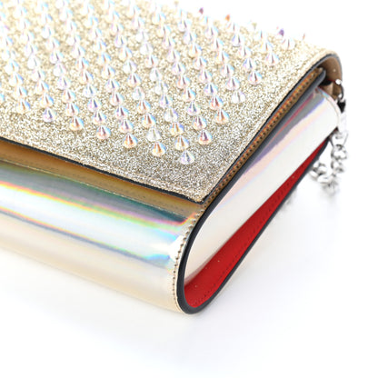 Christian Louboutin Glitter Metallic Patent Calfskin Psychic Spikes Paloma Clutch Gold 9 of 10