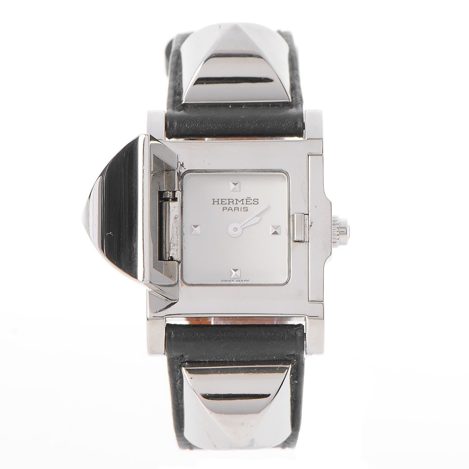 Hermes Stainless Steel Epsom 23mm Medor Quartz Watch Noir 1 of 10