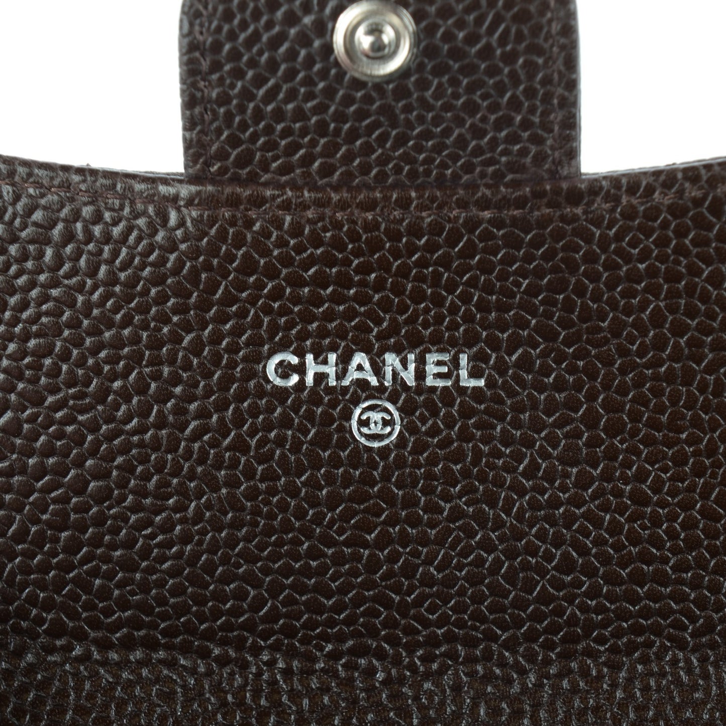 Caviar Quilted Small Flap Wallet Marron Fonce