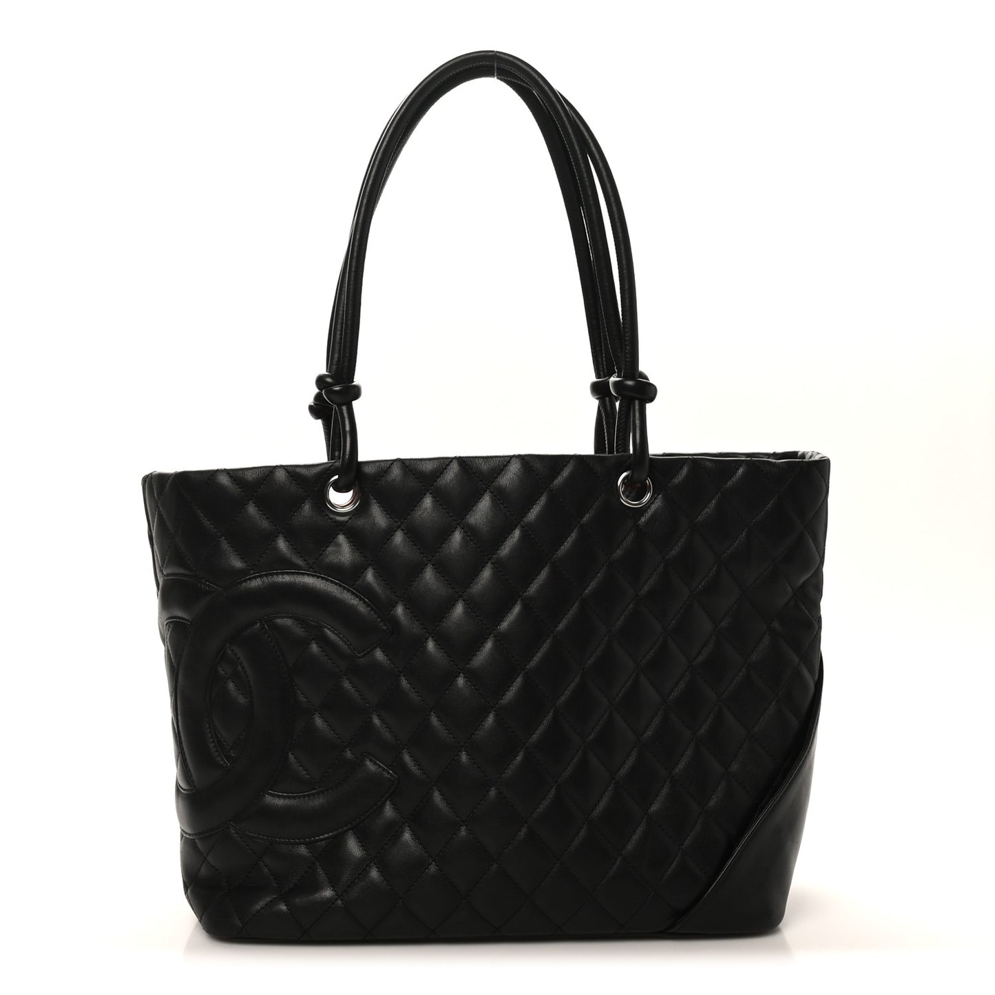 Calfskin Quilted Large Cambon Tote Black