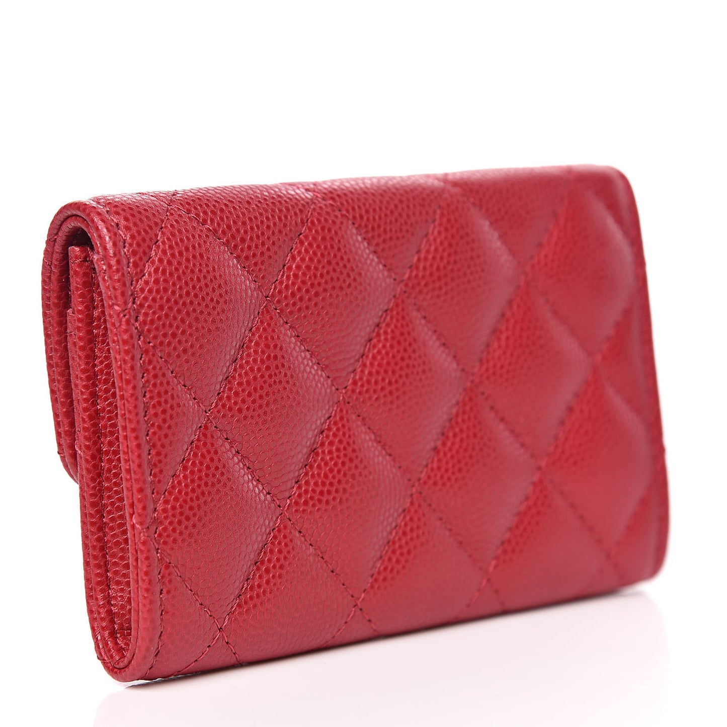 Caviar Quilted Flap Card Holder Red