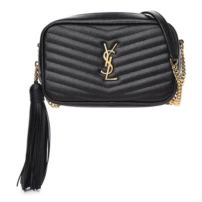 Saint Laurent Grain De Poudre Matelasse Monogram Mini Lou Camera Bag Black 1 of 9