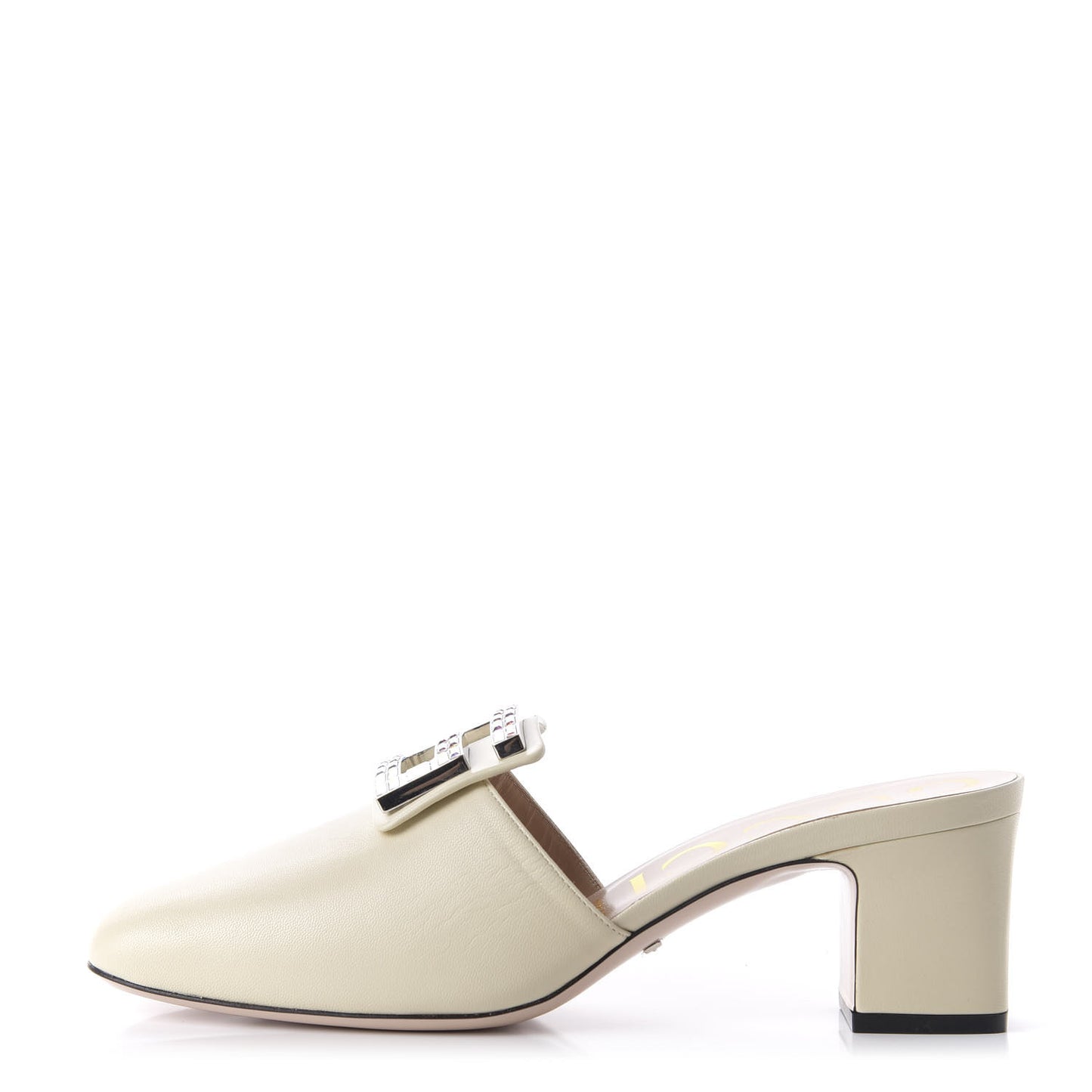 Malaga Kid Crystal Square G Madelyn Mules 39.5 Vintage White