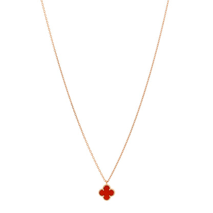 Van Cleef & Arpels 18K Rose Gold Carnelian Sweet Alhambra Pendant Necklace 1 of 6