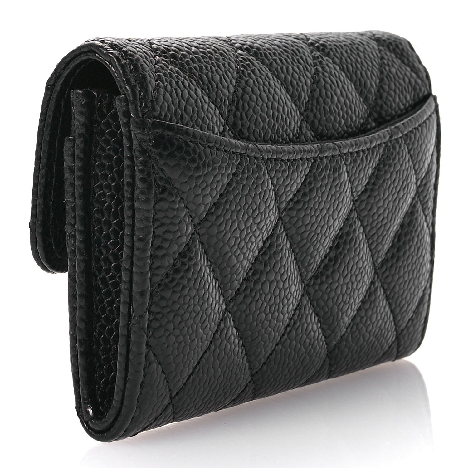 Chanel Caviar Quilted Flap Card Holder Wallet Black 3 of 9