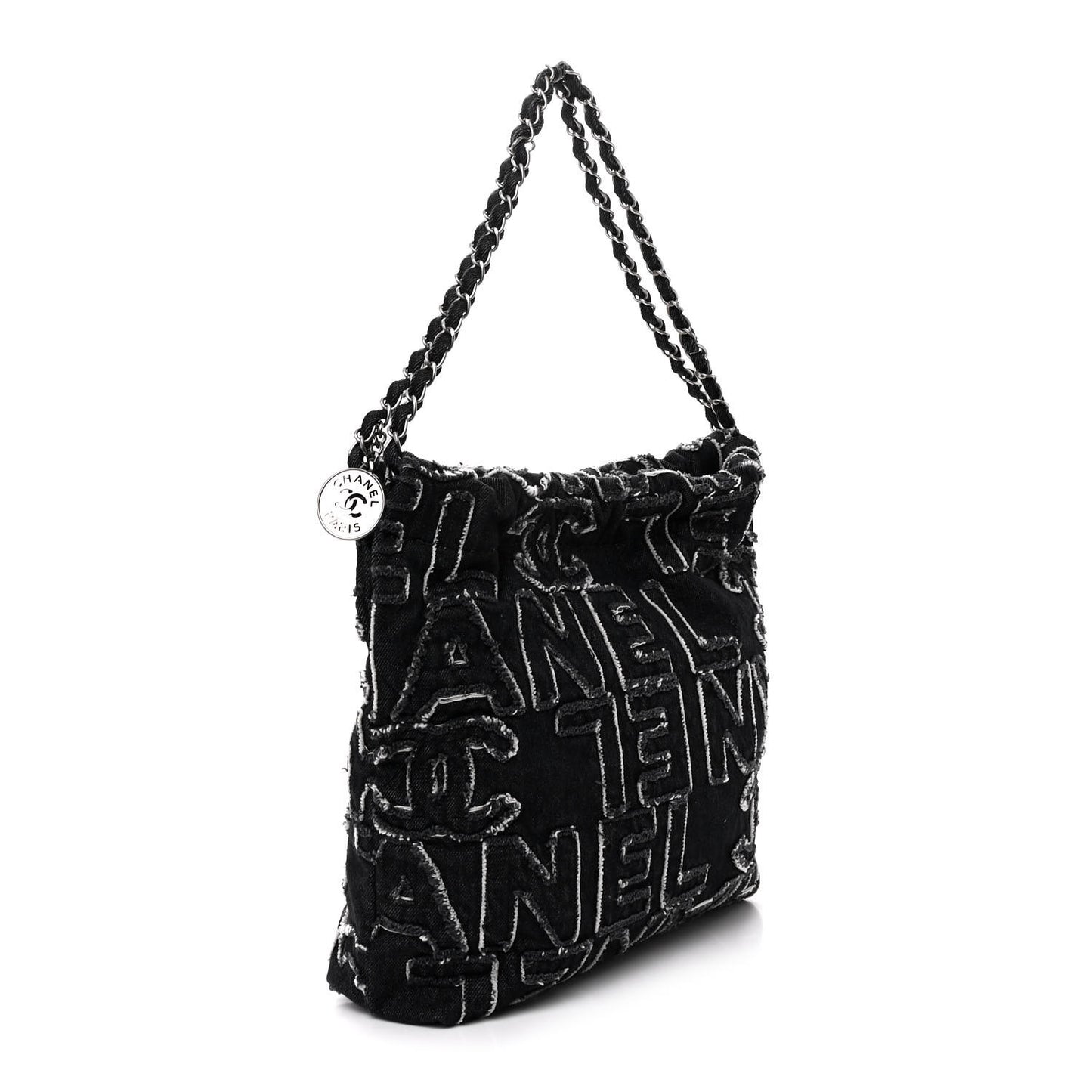 Denim Patchwork Quilted Chanel 22 Black