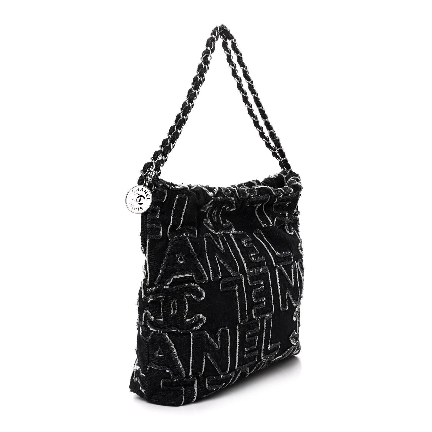 Chanel Denim Patchwork Quilted Chanel 22 Black 4 of 12