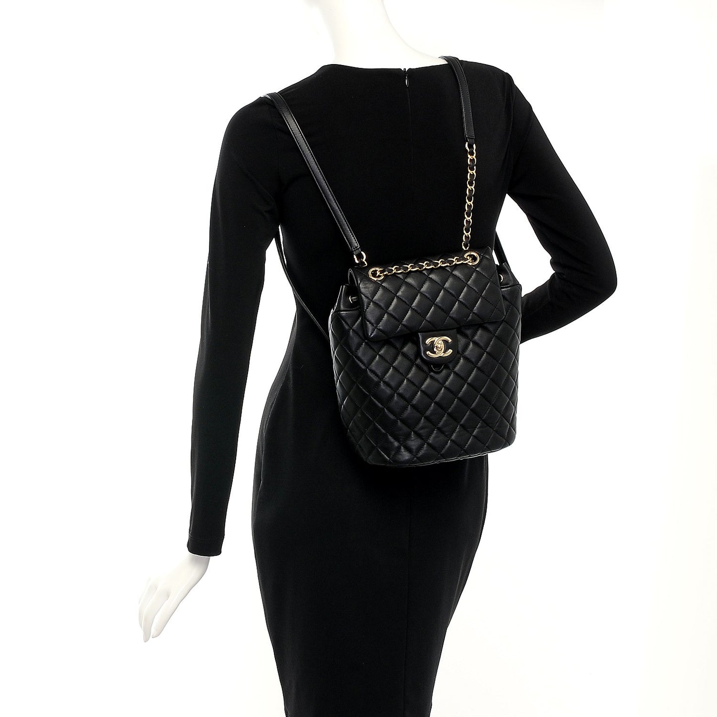 Lambskin Quilted Small Urban Spirit Backpack Black