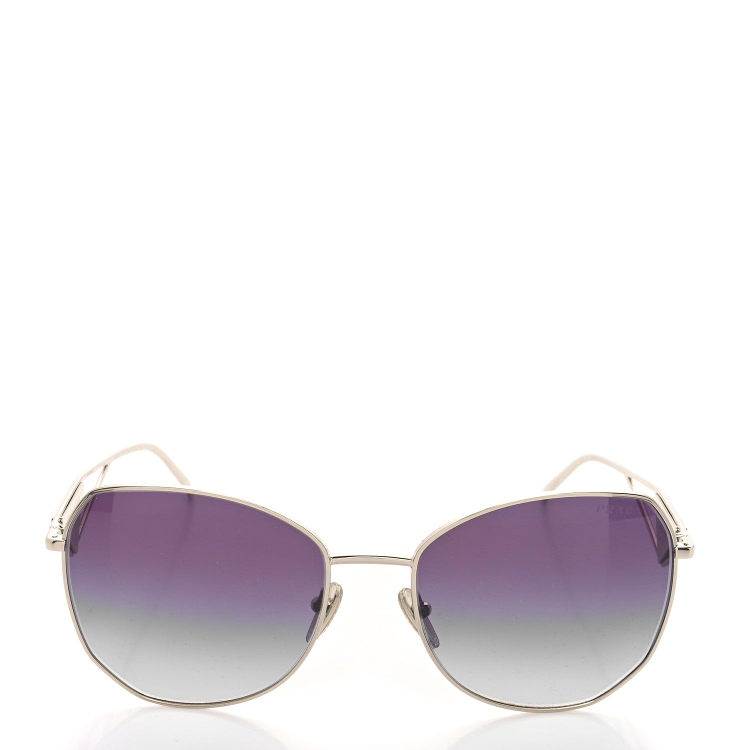 Prada Metal Symbole Triangle Logo Sunglasses SPR57Y Silver Black 2 of 8