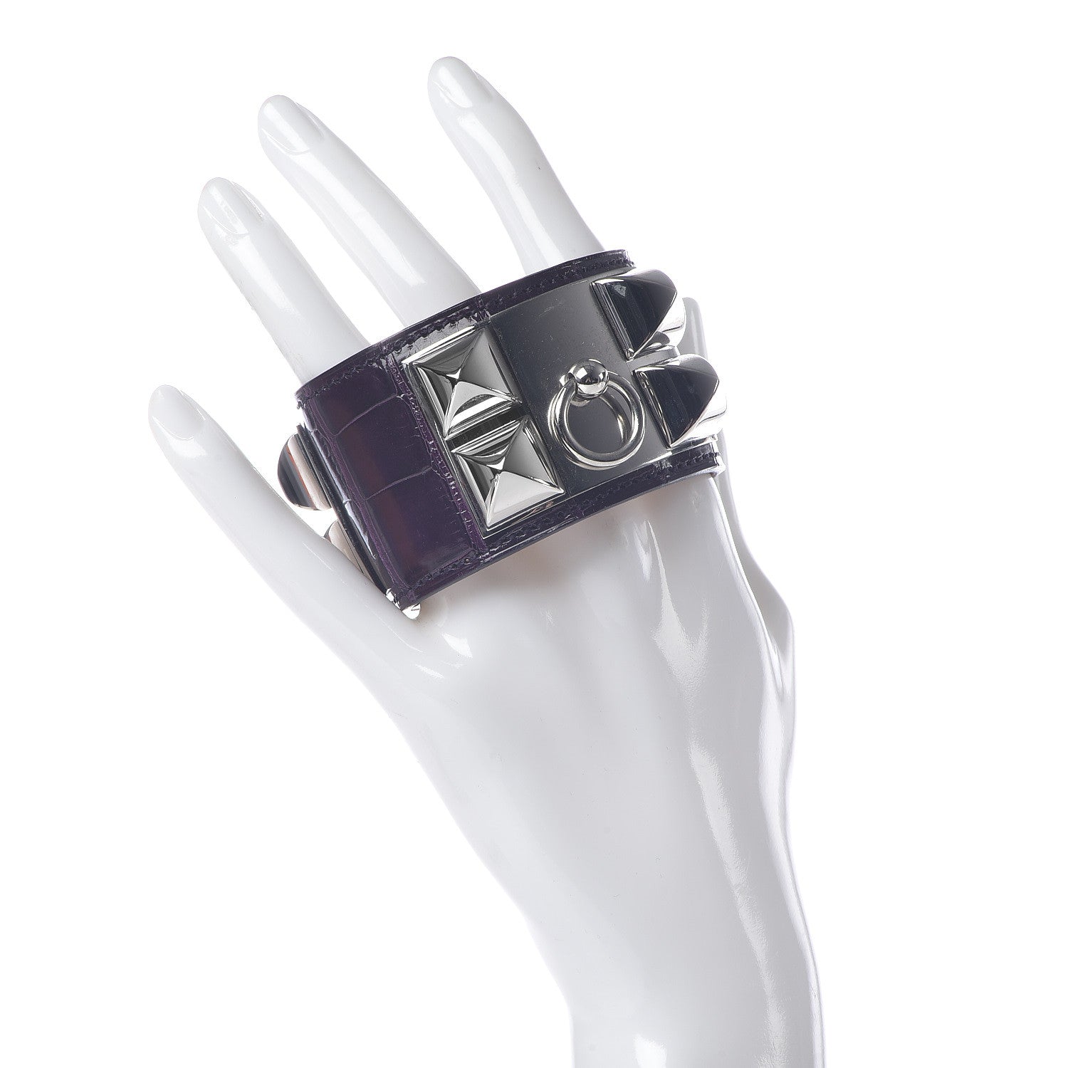 Hermes Matte Alligator Collier De Chien CDC Bracelet S Amethyst 2 of 7