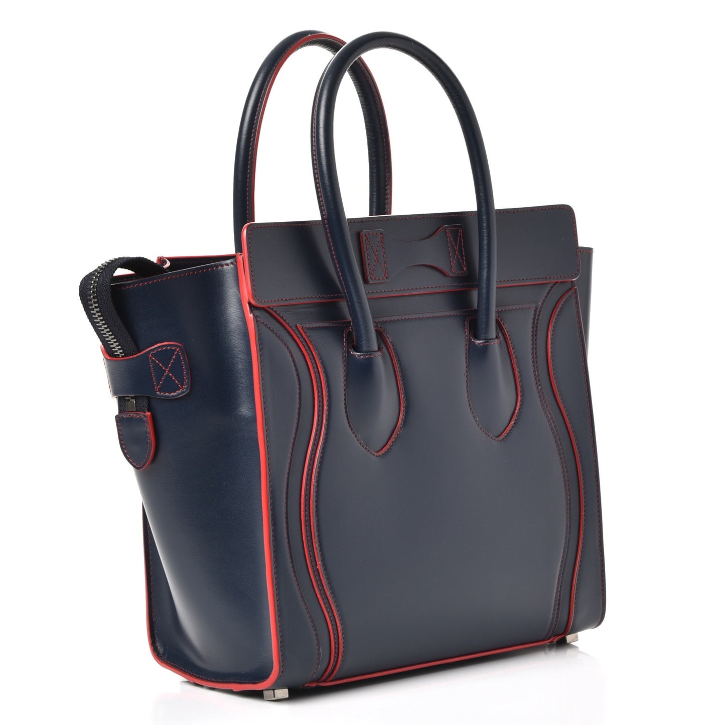 Satin Debossed Calfskin Micro Luggage Navy Blue