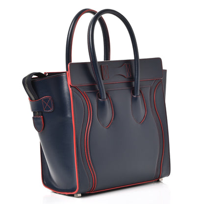 Celine Satin Debossed Calfskin Micro Luggage Navy Blue 4 of 9