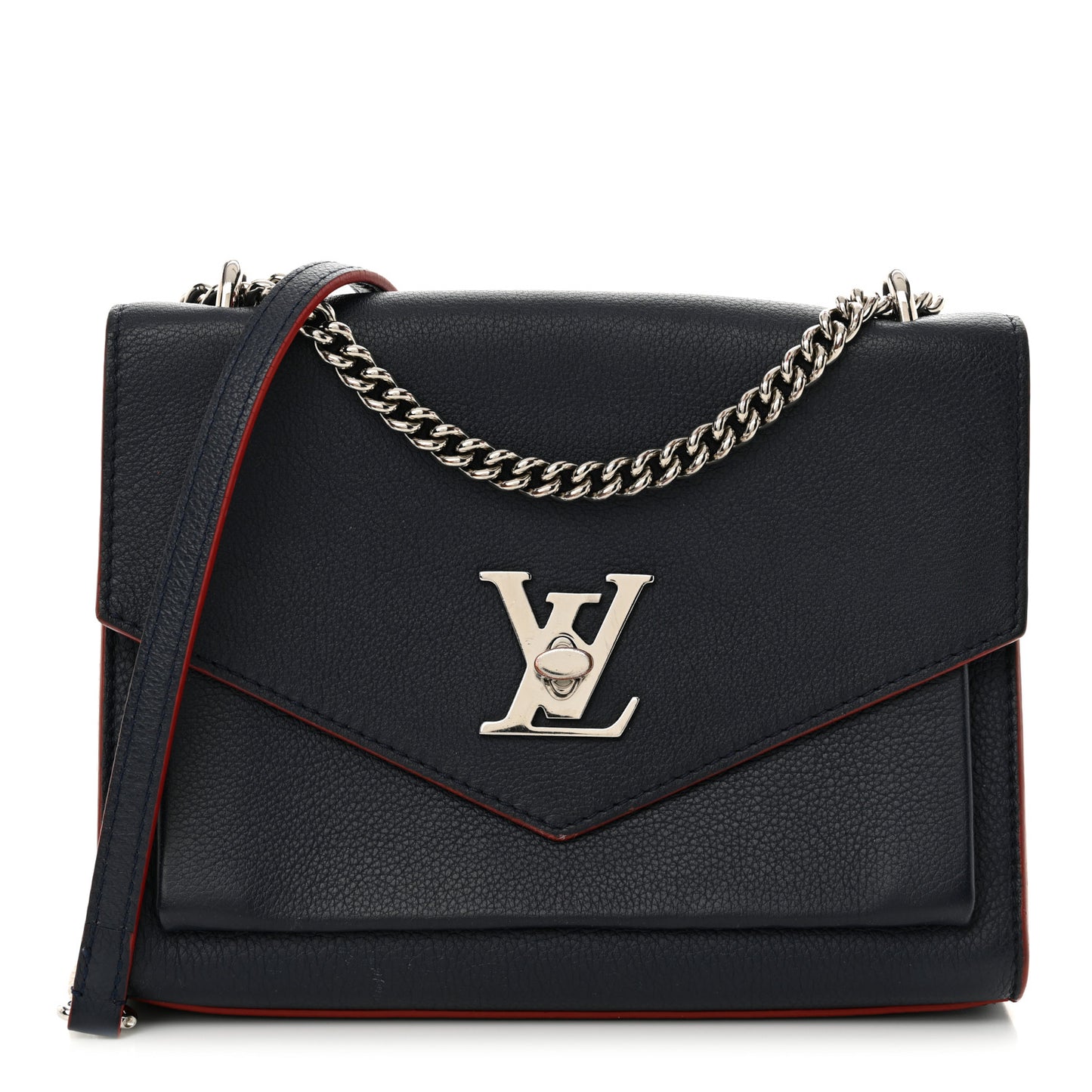 Soft Calfskin Mylockme Chain Bag BB Marine Rouge