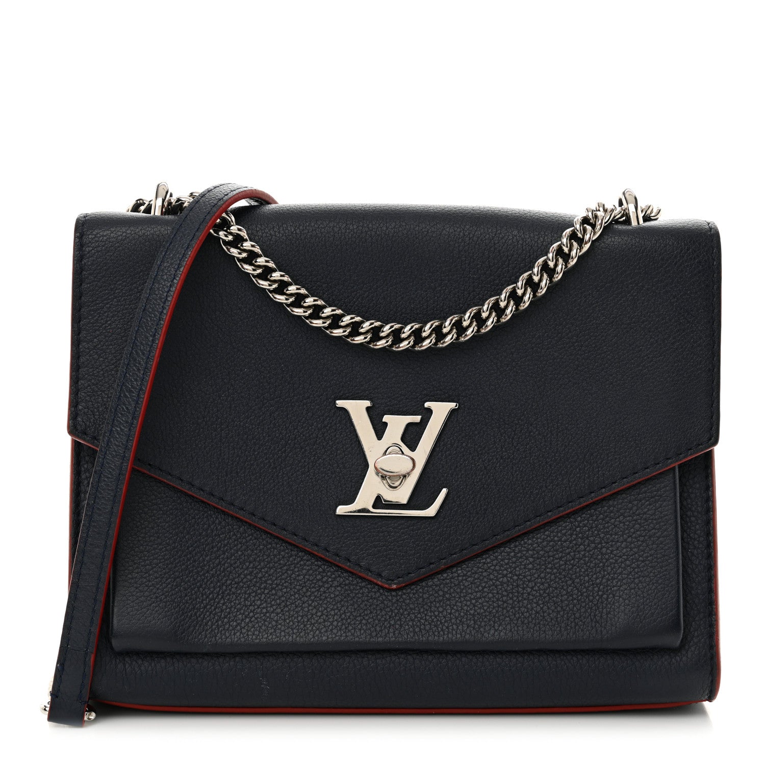 Louis Vuitton Soft Calfskin Mylockme Chain Bag BB Marine Rouge 1 of 12