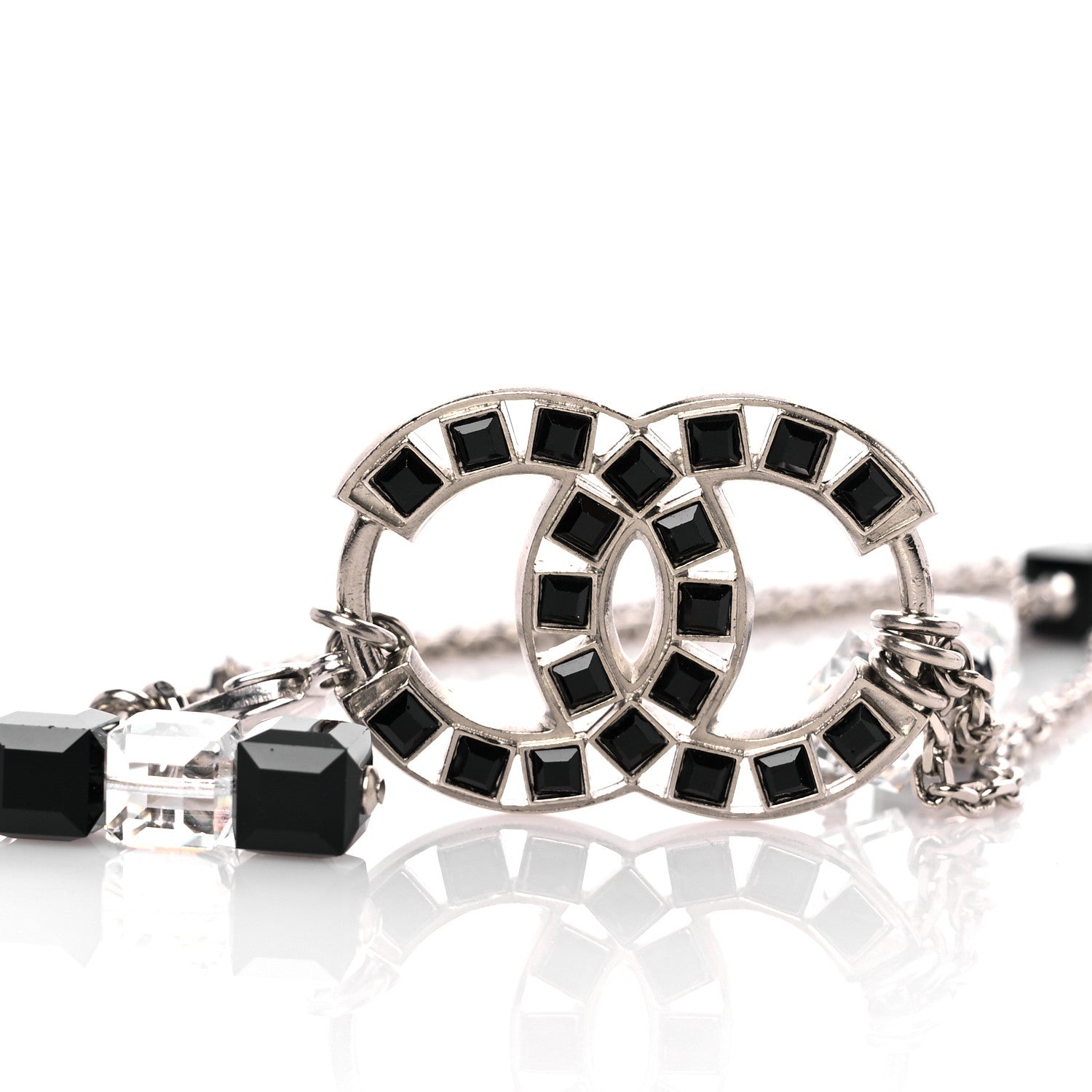 Chanel Baguette Crystal CC Belt Silver Black 3 of 5