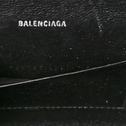 Balenciaga Grained Calfskin Logo Cash Phone Holder Wallet On Chain Black White 15 of 18