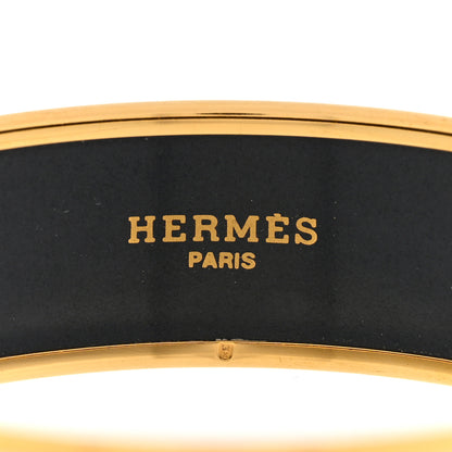 Hermes Enamel Printed Petits Chevaux de Hongrie Wide Bracelet 65 Potiron 4 of 4