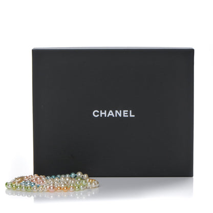 Chanel Beaded Pearl CC Long Necklace Gold Multicolor 6 of 6