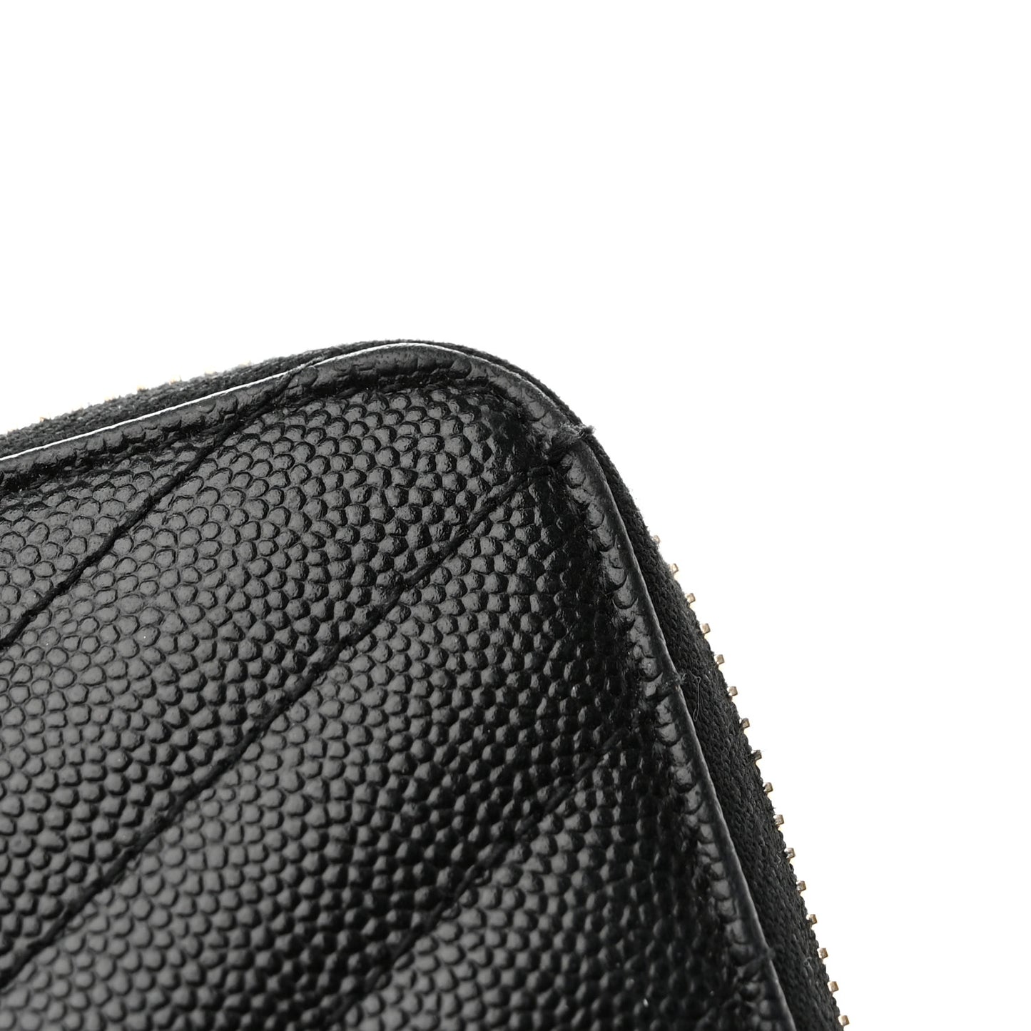 Grain De Poudre Matelasse Chevron Monogram Zip Around Wallet Black