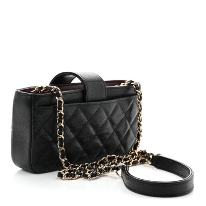 Chanel Caviar Quilted Business Affinity Phone Holder With Chain Black 3 of 11