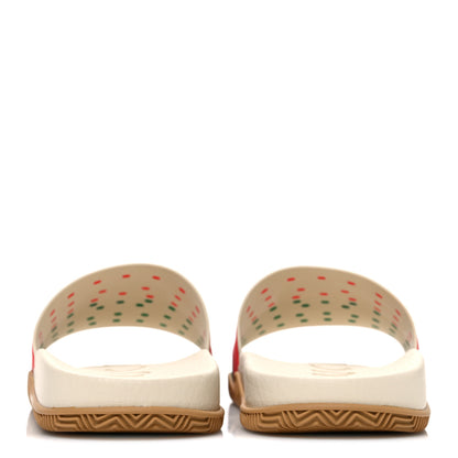 Gucci Rubber Web Womens Interlocking G Slide Sandals 39 Mystic White Green Red 6 of 10