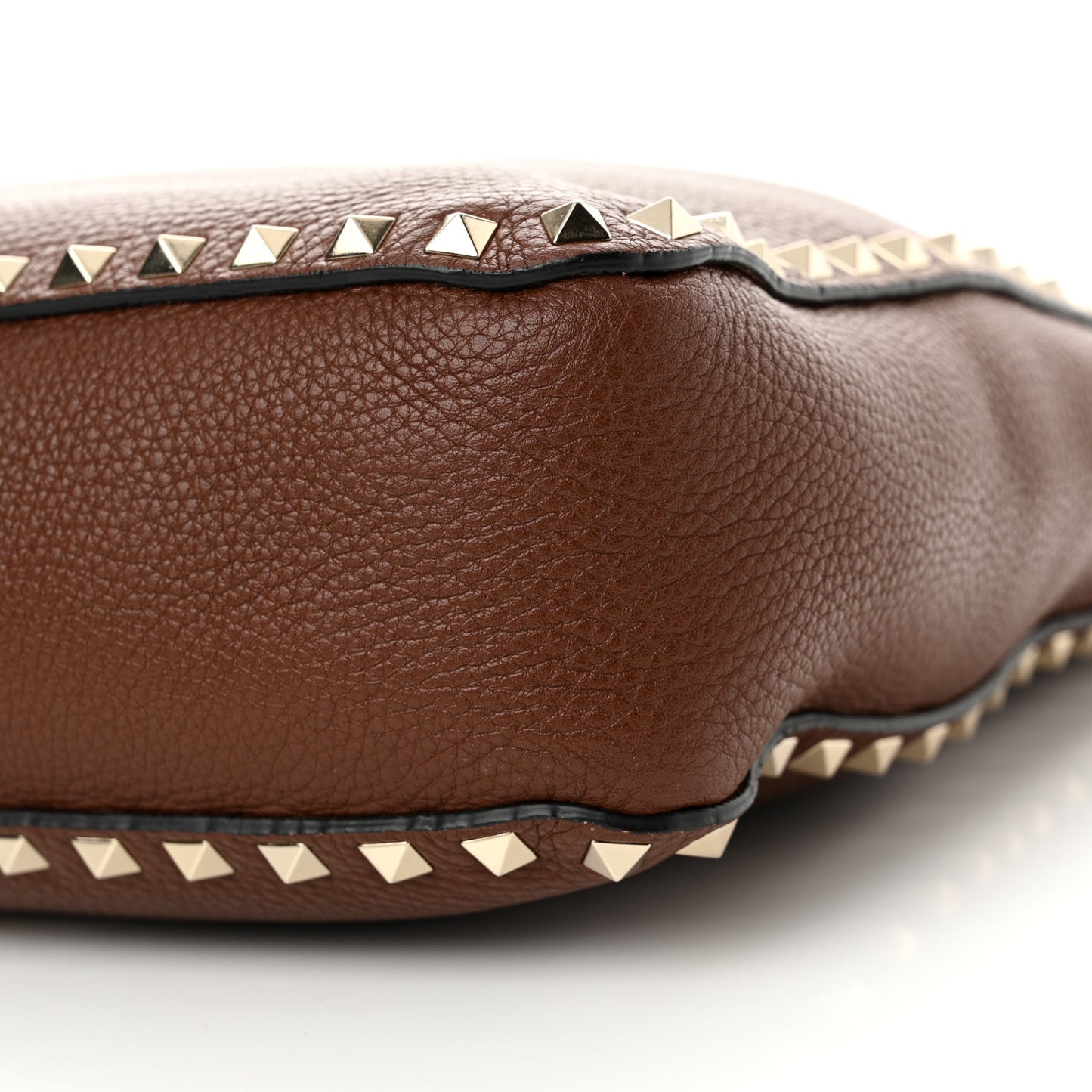 Pebbled Calfskin Small Rockstud Flip-Lock Messenger Bag Light Brown