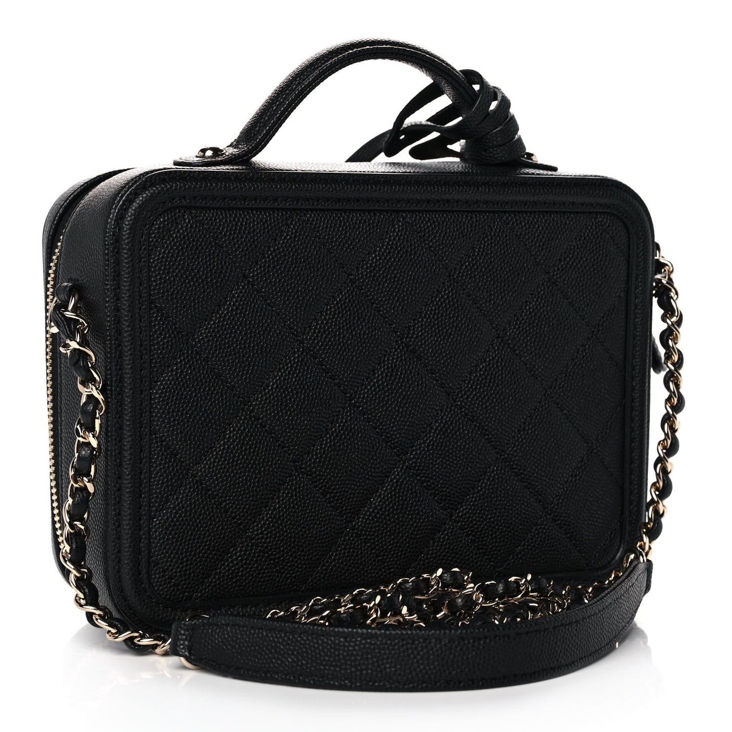 Caviar Quilted Small CC Filigree Vanity Case Black