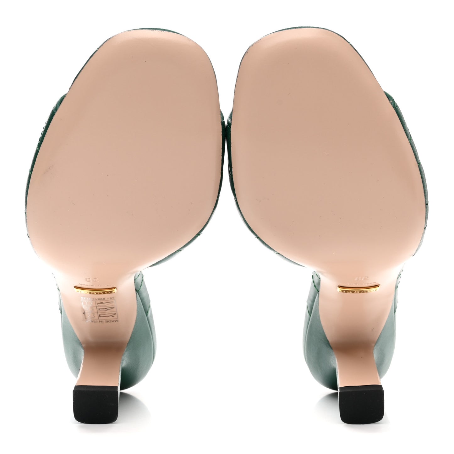 Nappa Matelasse GG Marmont 75mm Slide Sandals 38 Emerald