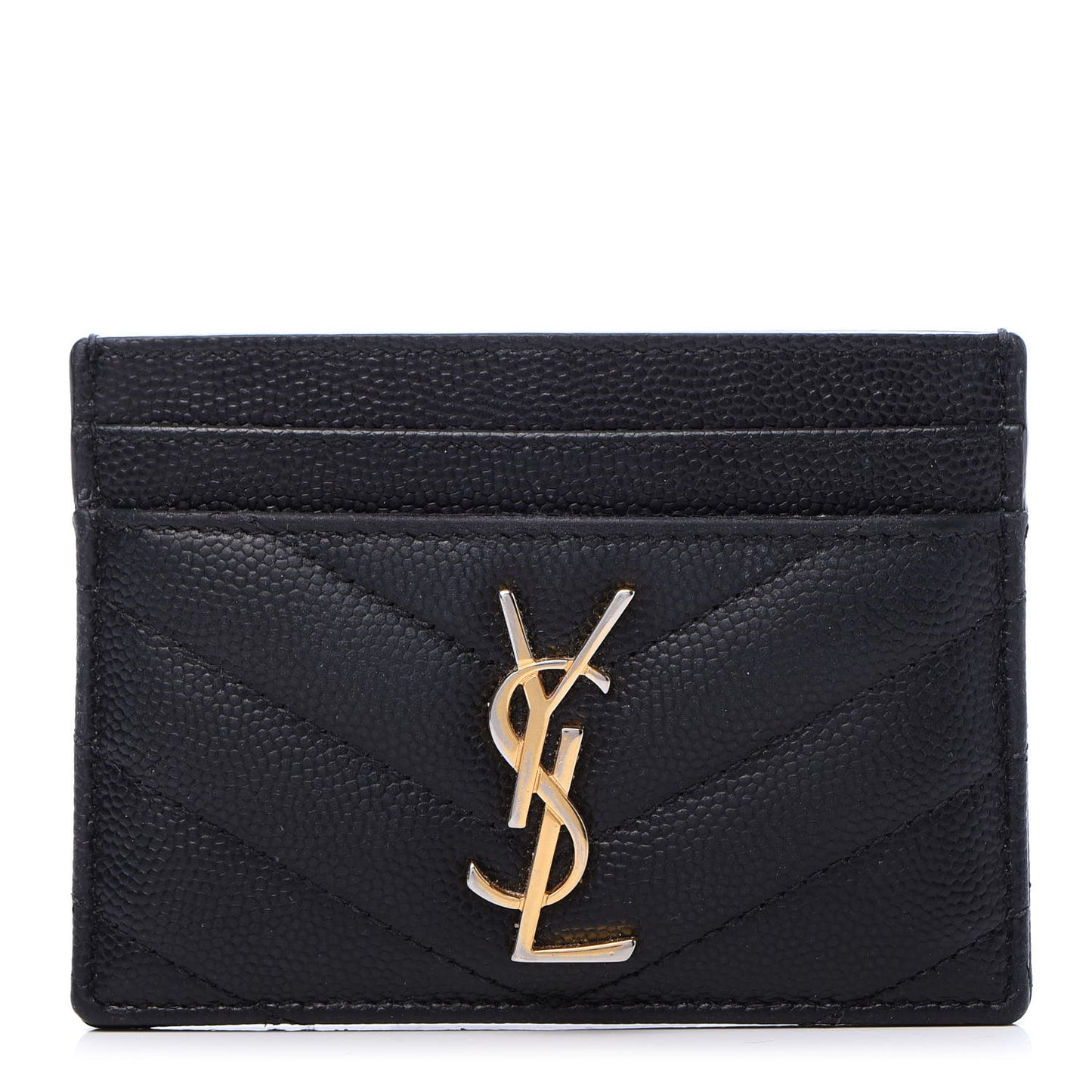 Grain De Poudre Matelasse Chevron Monogram Credit Card Case Black