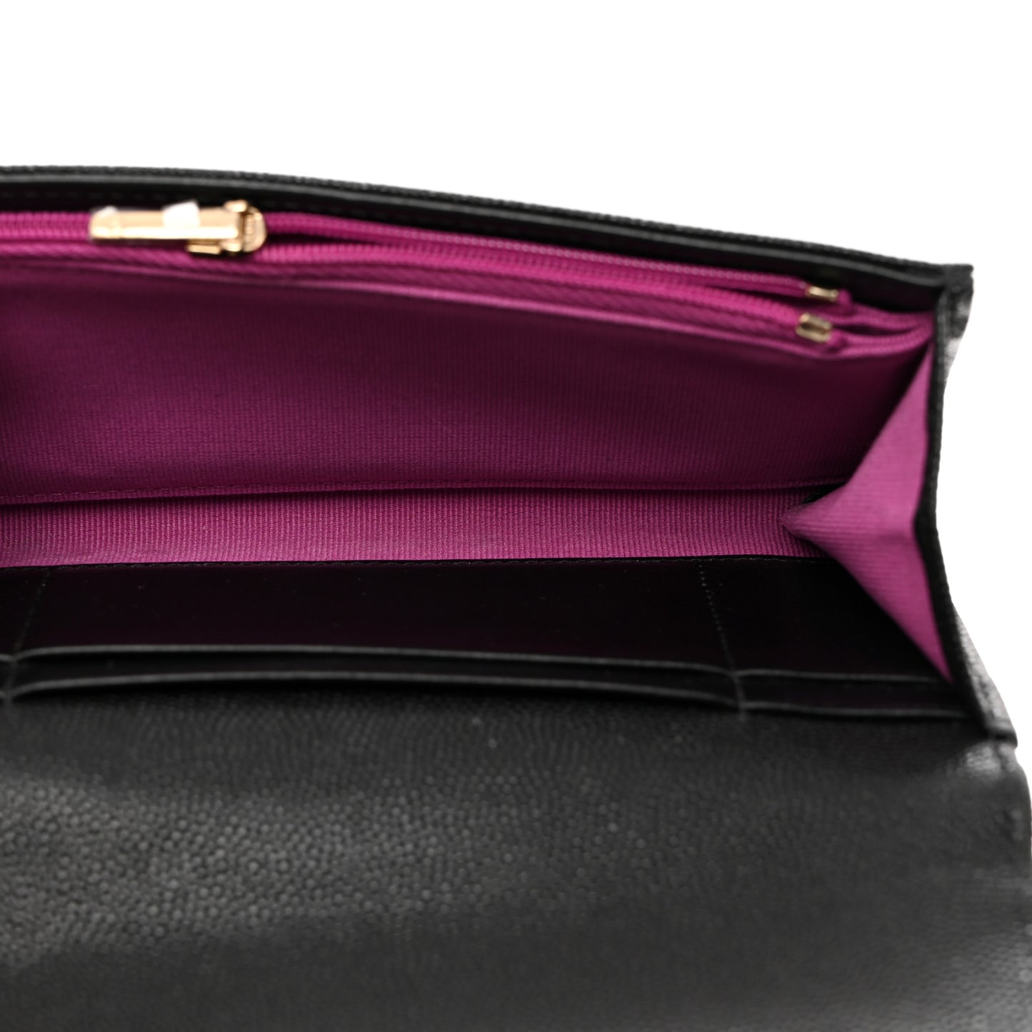 Caviar Quilted Textured CC Flap Wallet Black