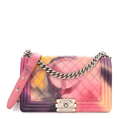 Chanel Printed Lambskin Quilted Medium Flower Power Boy Flap 1 of 15