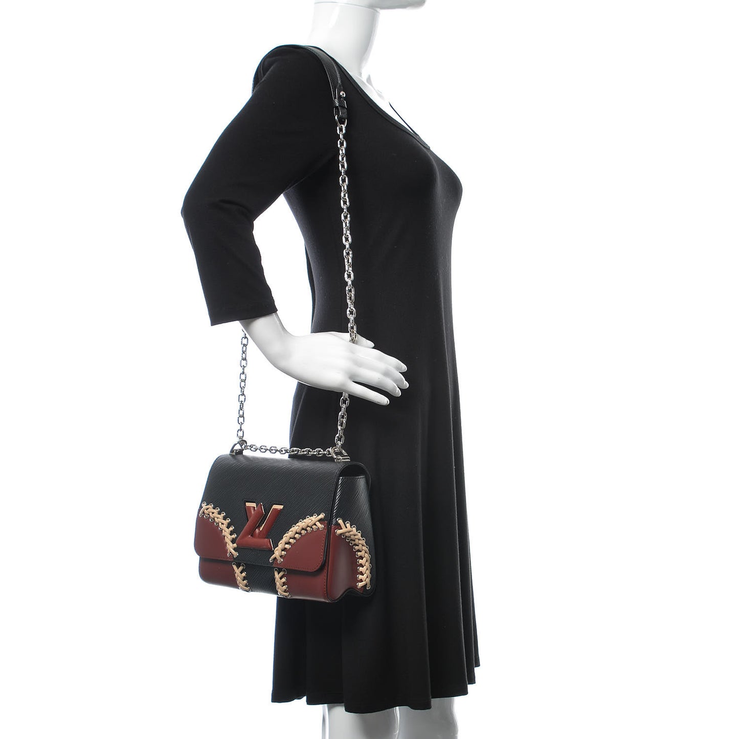 Epi Braided Twist Shoulder Bag MM Black