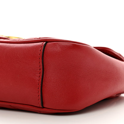 Gucci Calfskin Matelasse Mini GG Marmont Shoulder Bag Hibiscus Red 10 of 11
