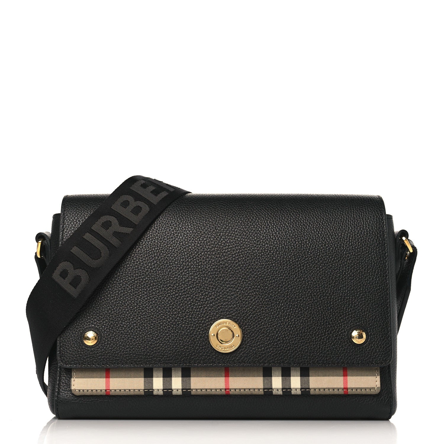 Burberry Grainy Calfskin Vintage Check Note Crossbody Bag Black 1 of 10