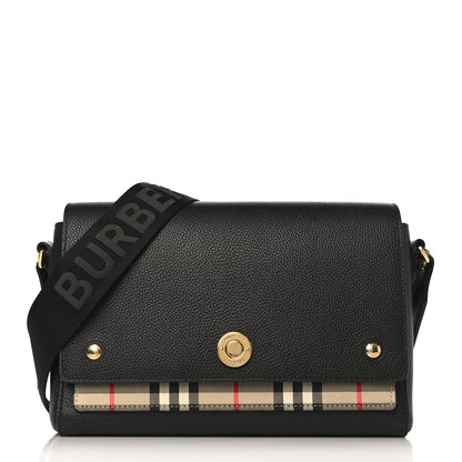 Burberry Grainy Calfskin Vintage Check Note Crossbody Bag Black 1 of 10