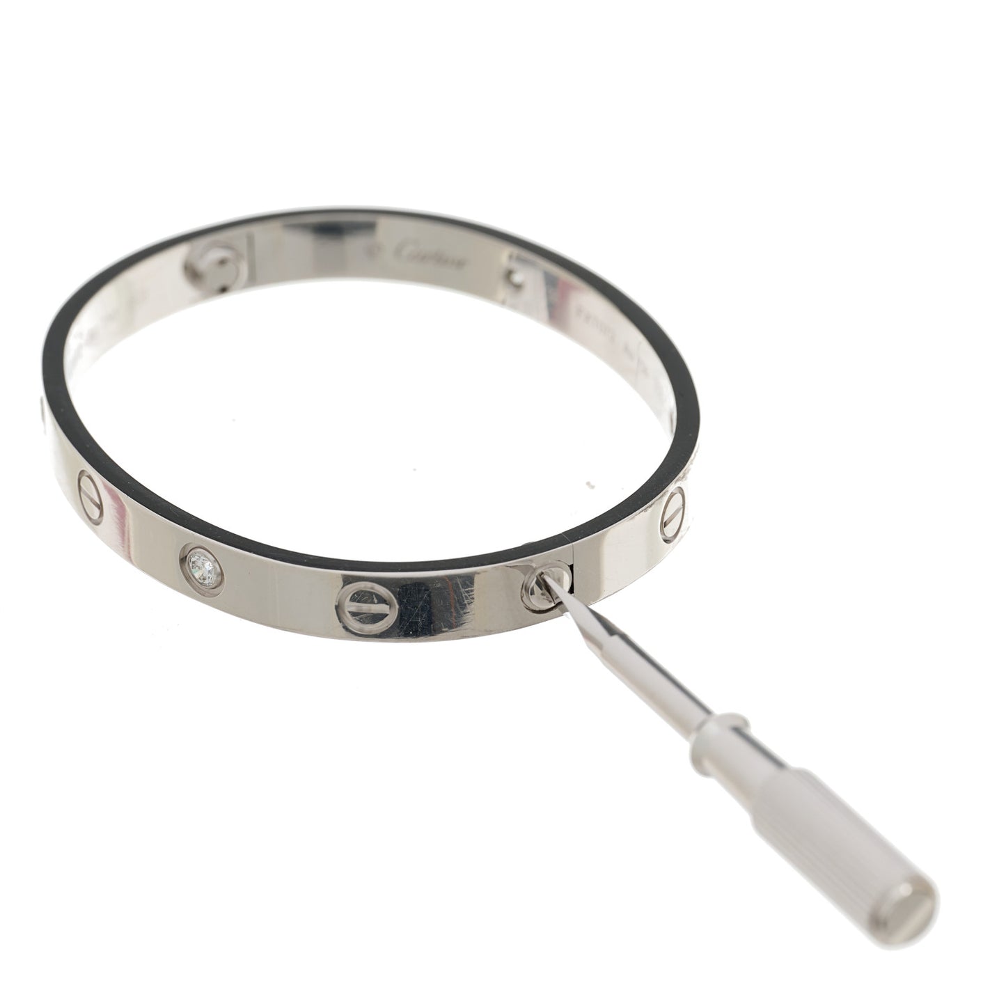 18K White Gold 4 Diamond LOVE Bracelet 16