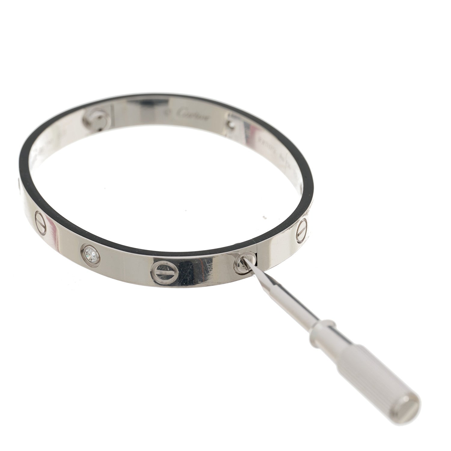 Cartier 18K White Gold 4 Diamond LOVE Bracelet 16 6 of 7