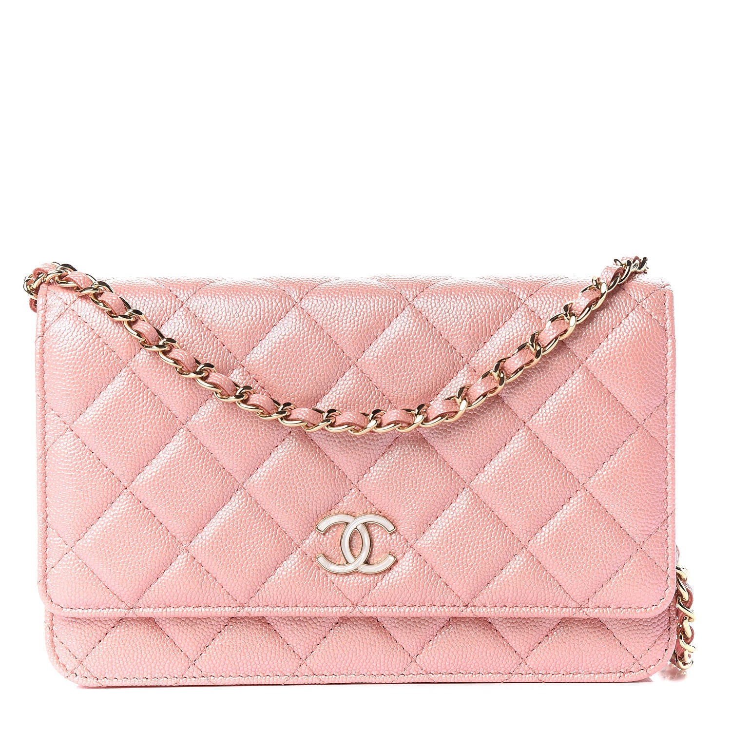 Chanel Iridescent Caviar Quilted Wallet on Chain WOC Rose Pink 1 of 10