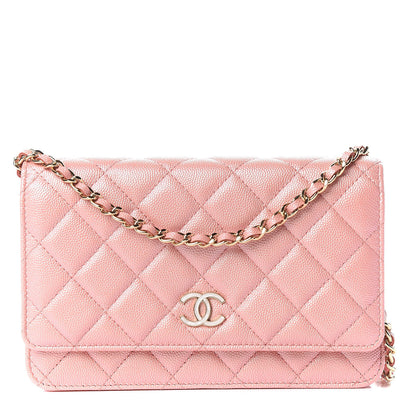 Chanel Iridescent Caviar Quilted Wallet on Chain WOC Rose Pink 1 of 10