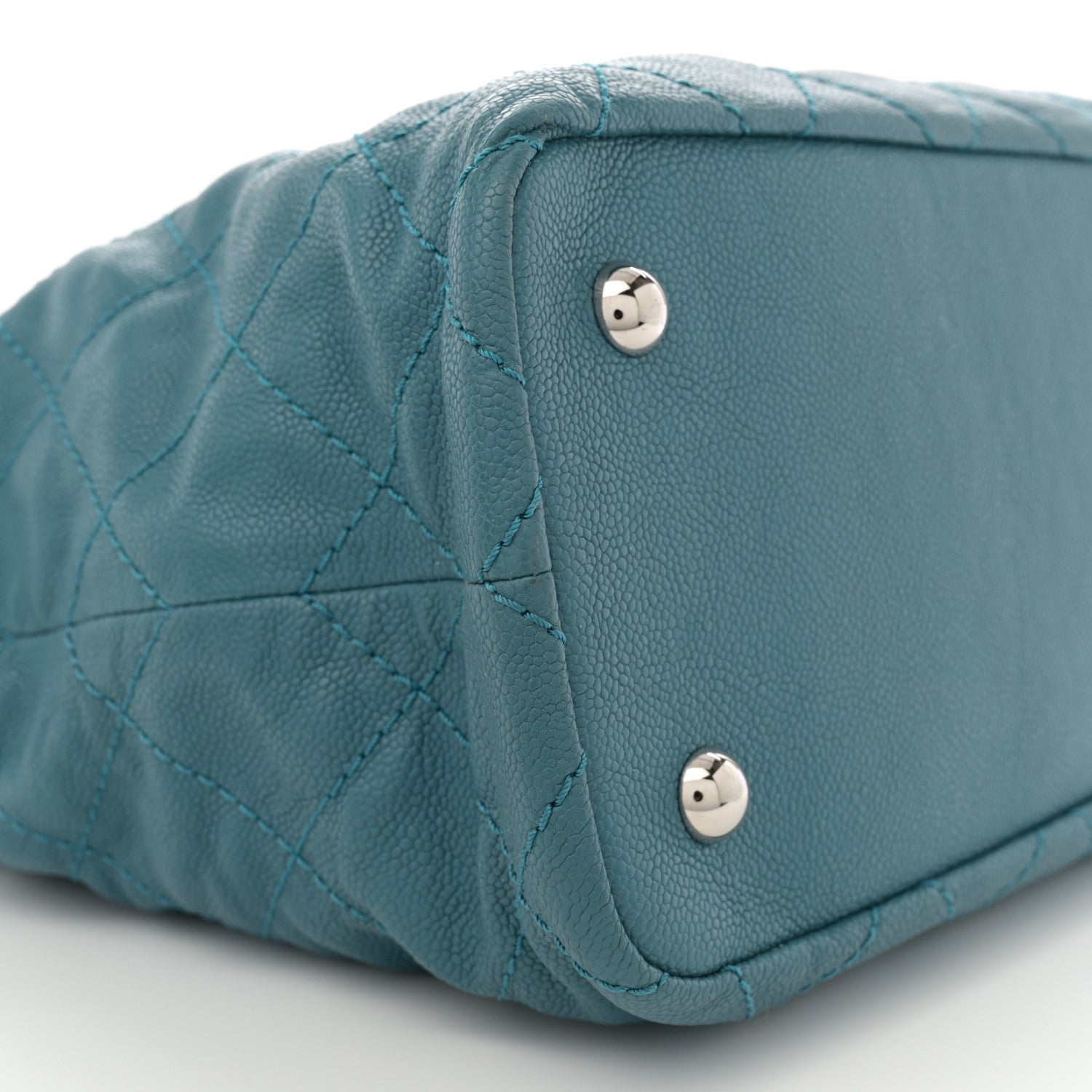 Chanel Grained Calfskin Quilted Small Daily Shopping Tote Turquoise 10 of 11