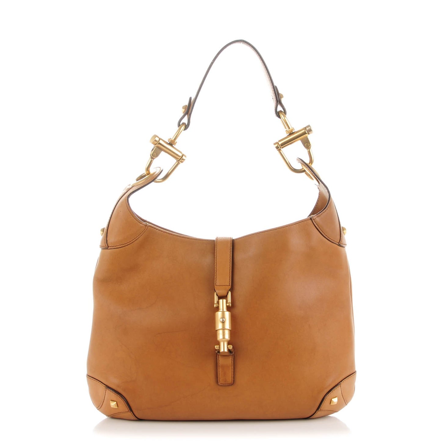Calfskin Piston Lock Jackie O Hobo Tan